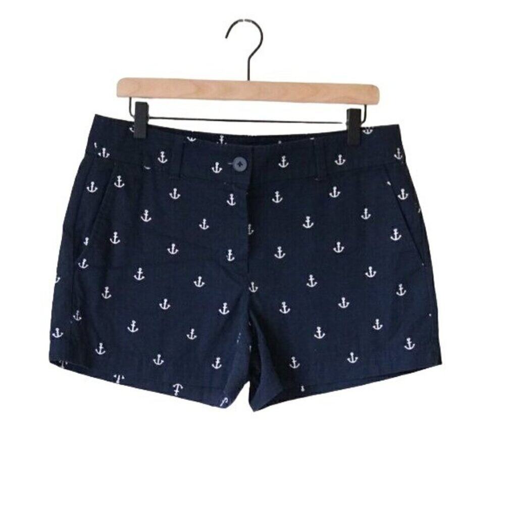 Women's Loft 4 Inch Shorts Navy White Anchors 6